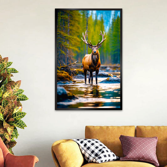 Beautiful Wild Elk in Nature Scenery Canvas Printed Wall Paintings & Arts
