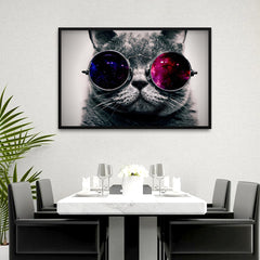 Black Cat Face on Specticle Canvas Printed Wall Paintings & Arts