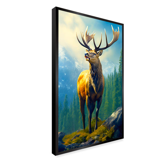 Wild elk in Nature with Wilderness Landscape Canvas Printed Wall Paintings & Arts