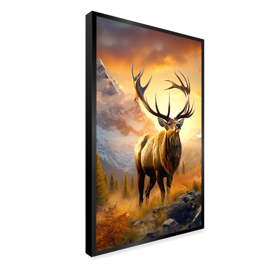 Wild Elk with Winter Nature Landscape Canvas Printed Wall Paintings & Arts