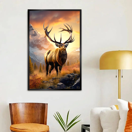 Wild Elk with Winter Nature Landscape Canvas Printed Wall Paintings & Arts