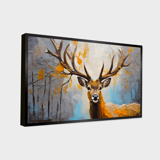 Beautiful Abstract Design Deer Face Canvas Printed Wall Paintings & Arts