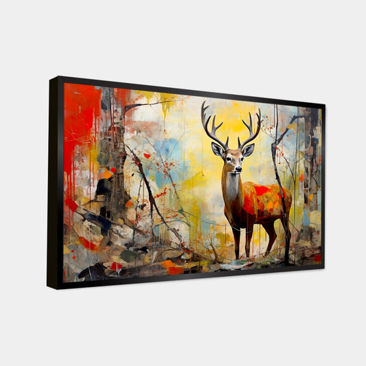Panoramic Abstract Design Deer with Nature Canvas Printed Wall Paintings & Arts