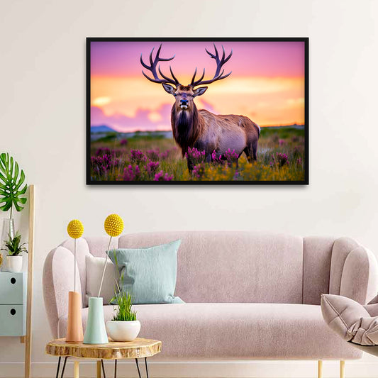 Panoramic Wild Elk Nature Canvas Printed Wall Paintings & Arts