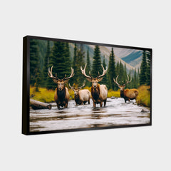 Beautiful Wild Autumn Mist Elk Nature Canvas Printed Wall Paintings & Arts