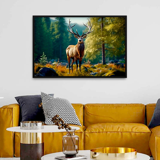 Beautiful Wild Single Elk with Nature Canvas Printed Wall Paintings & Arts