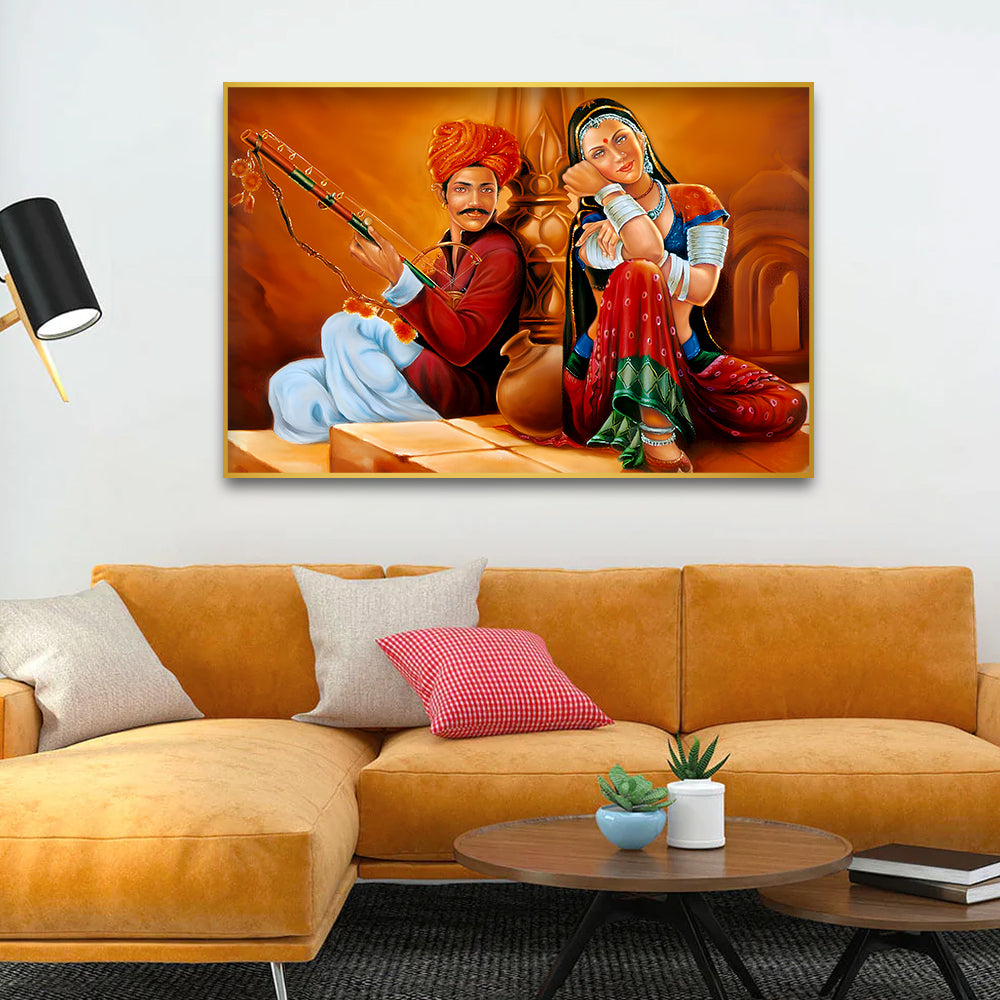 Rajasthani Folk Culture Canvas Printed Wall Paintings & Arts