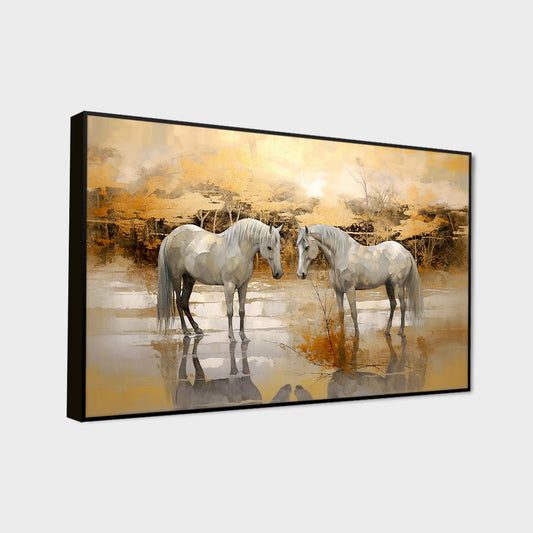 Beautiful Horses With Sunset Canvas Big Wall Painting