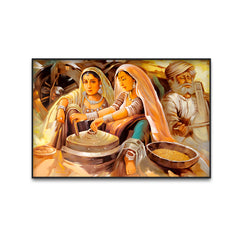 Beautiful Rajasthani Two Working Village Woman Canvas Printed Wall Paintings & Arts