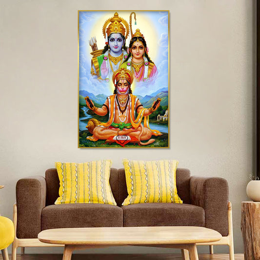 Elegant Shri Ram Blessing Hanuman Ji Canvas Print Wall Art & Paintings