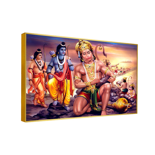 Glorious Hanuman Writing Ram Ram on Mountain Stones to Cross The sea Wall Art & Paintings