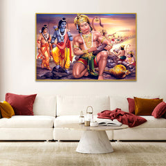 Glorious Hanuman Writing Ram Ram on Mountain Stones to Cross The sea Wall Art & Paintings