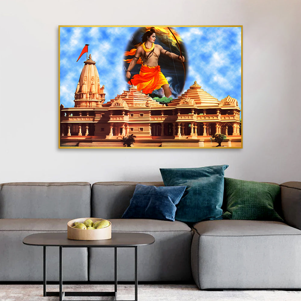 Glorious Shri Ram Ayodhya Mandir Canvas Wall Art & Paintings