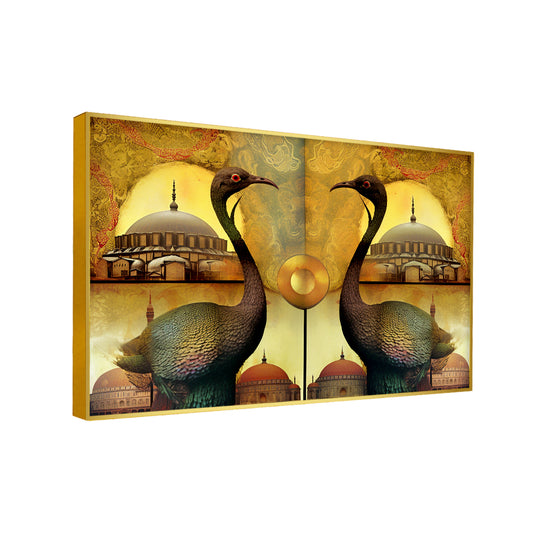 Beautiful A Picture Of A Bird With Islamic Mosque Dome Wall Paintings & Wall Art
