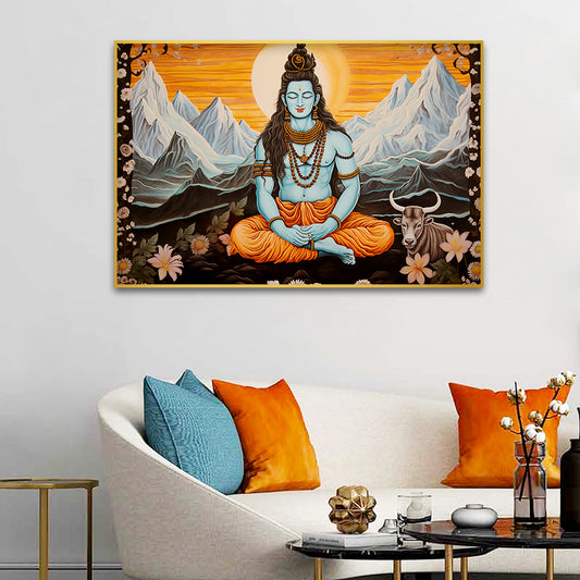 Premium Lord Shiva with Nandi Canvas Wall Paintings