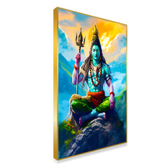 Divine Lord Shiva With Trishul Meditation Canvas Wall Paintings