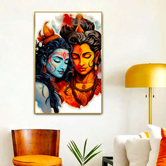 Divine Lord Shiva With Parvati Canvas Wall Paintings