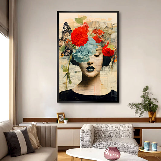 Beautiful Gothic Flower with Girl Abstract Aesthetic Wall Paintings & Arts