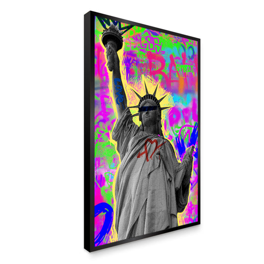 Beautiful Colorful Punk Rock of Liberty Statue Aesthetic Wall Paintings & Arts