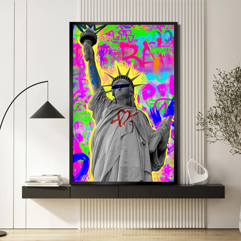 Beautiful Colorful Punk Rock of Liberty Statue Aesthetic Wall Paintings & Arts