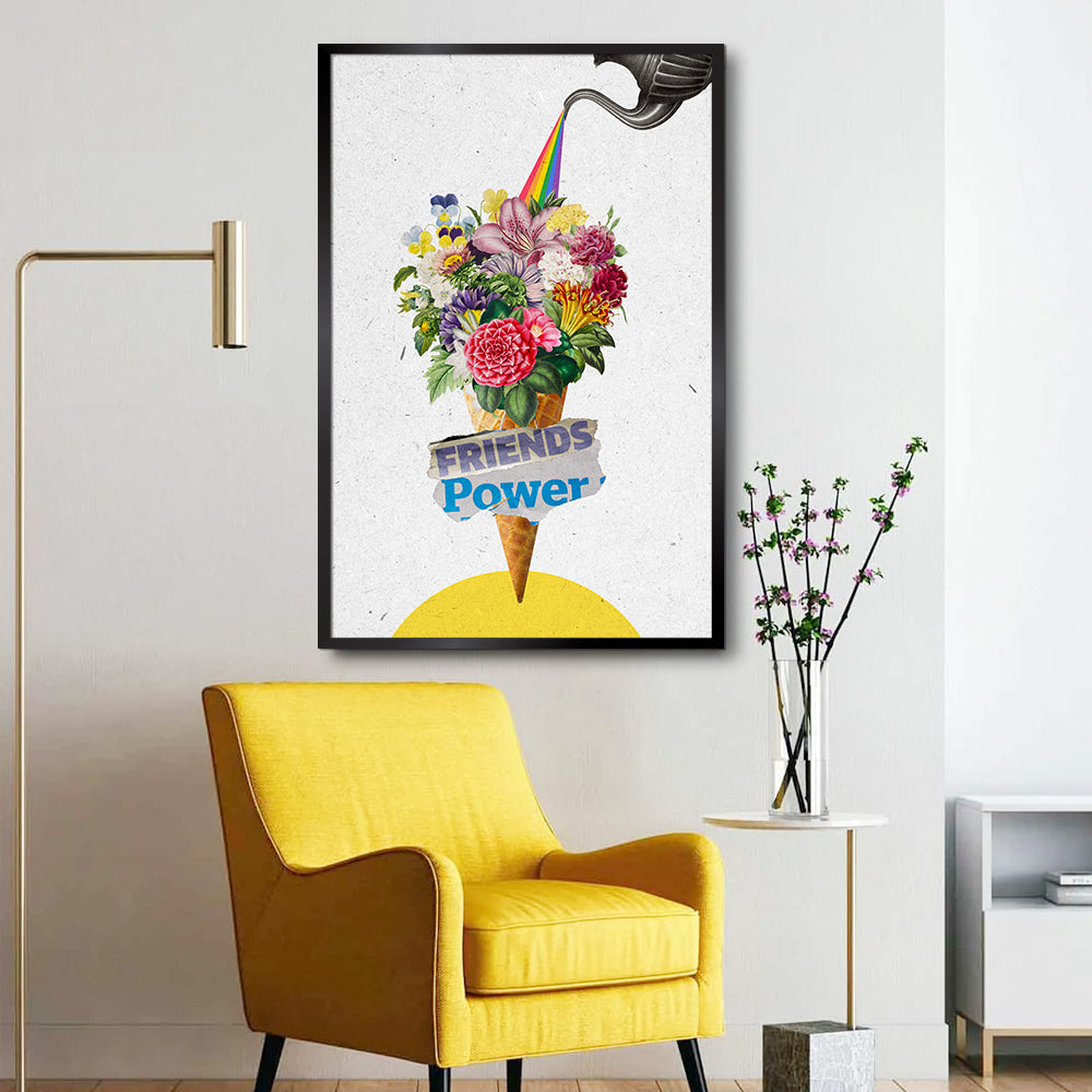 Corn Ice Cream with Flowers Aesthetic Wall Paintings & Arts