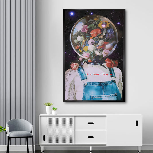 Beautiful Head Full of Flowers Aesthetic Wall Paintings & Arts