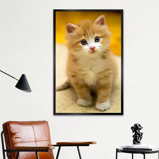 Cute Brown Cat Face Canvas Printed Wall Paintings & Arts