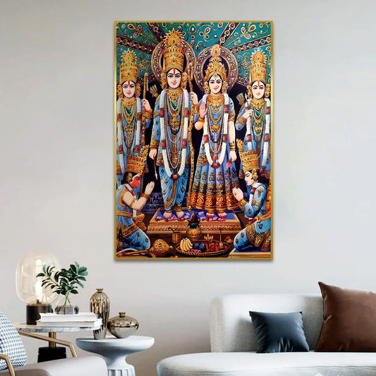 Beautifull Shri Ram, Sita, Bharat, Laxman, Satrugan Blessing Wall Art & Paintings