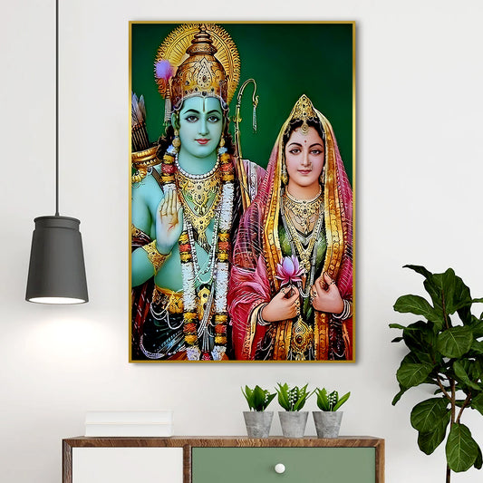 Beautiful Design Shri Ram & Sita Mata Canvas Printed Wall Art & Paintings