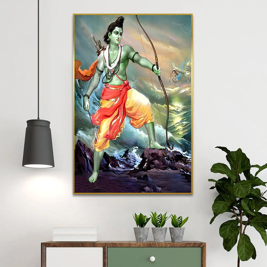Divine Shri Ram With Bow Canvas Printed Wall Art & Paintings