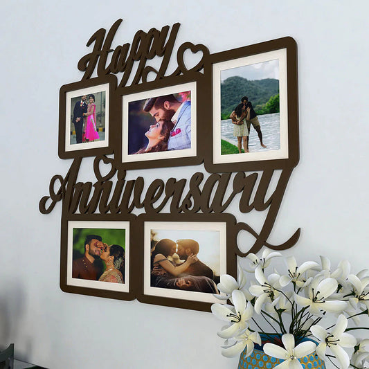 Happy Anniversary Dark Brown Hanging Photo Frame