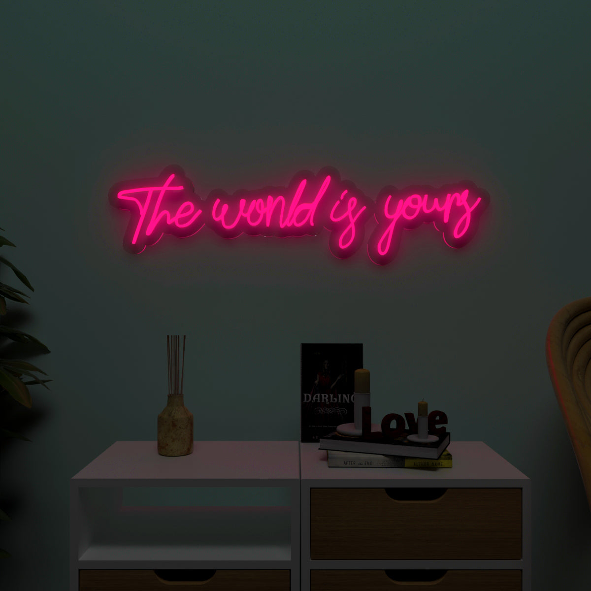 The World is yours" Neon LED Light (Available in Multiple Colors)