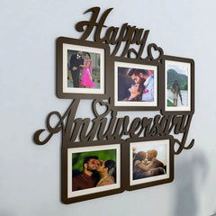 Happy Anniversary Dark Brown Hanging Photo Frame