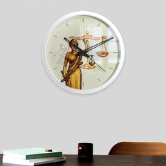 Goddess of Justice Wooden Wall Clock for Lawyer