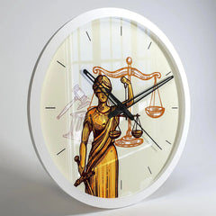 Goddess of Justice Wooden Wall Clock for Lawyer