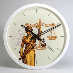 Goddess of Justice Wooden Wall Clock for Lawyer