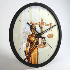 Goddess of Justice Wooden Wall Clock for Lawyer