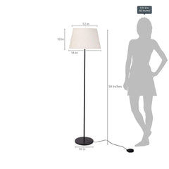 Floor Lamp Standing Modern Black 5ft Height with Off White Lamp Shade 16 inches