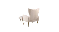 Beige Danney Accent Chair With Ottoman