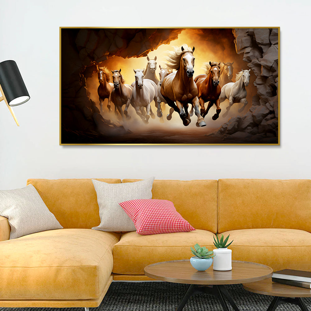 Beautiful Abstract Design Running Horses Canvas Wall Paintings & Arts