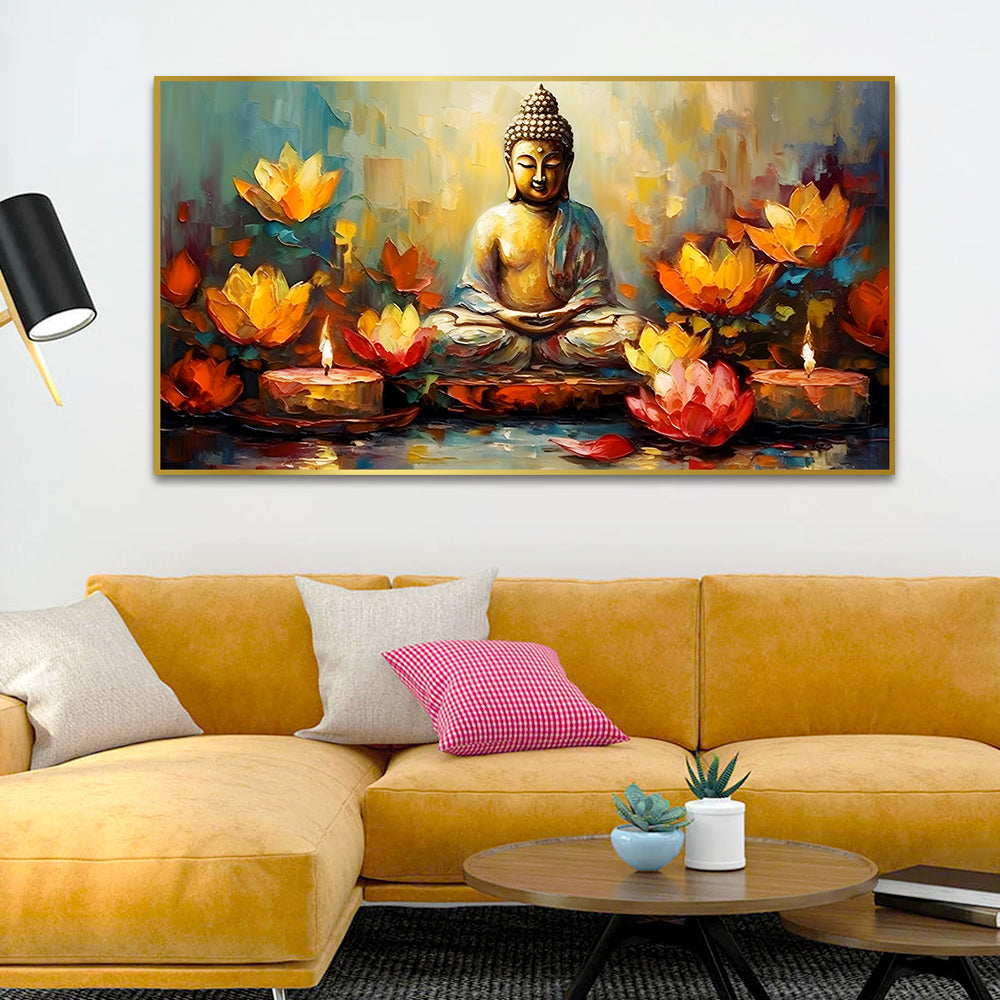 Gautam Buddha in Yoga Canvas Wall Painting