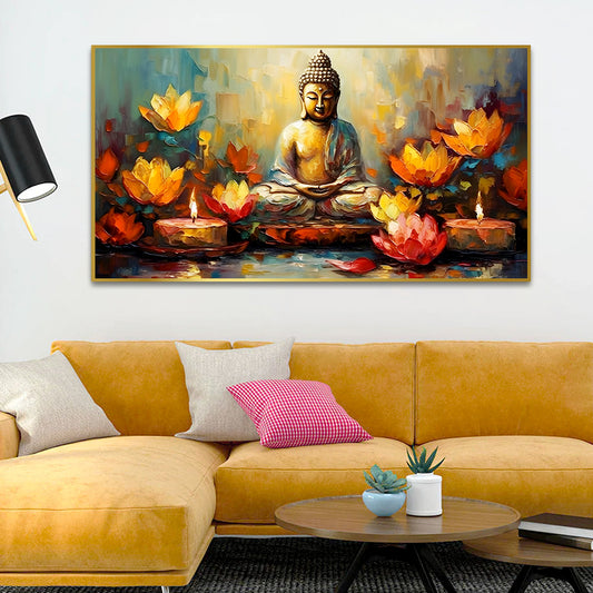 Gautam Buddha in Yoga Canvas Wall Painting