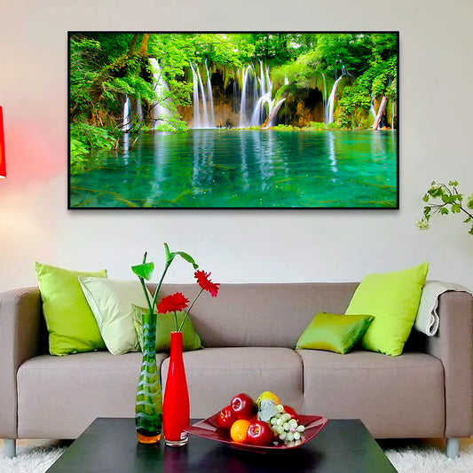 Charming Waterfall  Nature Scenery of Colorful Canvas Wall Paintings & Arts