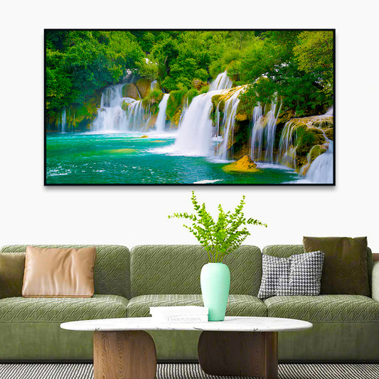 Vibrant Waterfall  Nature Scenery of Colorful Canvas Wall Paintings & Arts