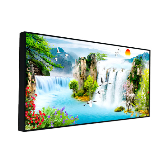 Stunning Waterfall Nature Scenery of Colorful Canvas Wall Paintings & Arts