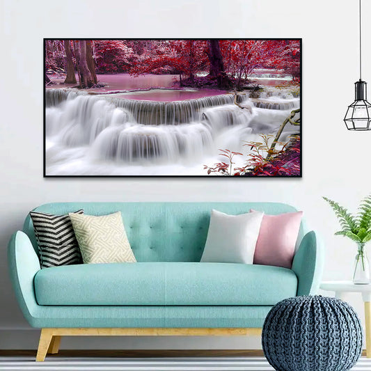 Impressive Waterfall Nature Scenery of Colorful Canvas Wall Paintings & Arts
