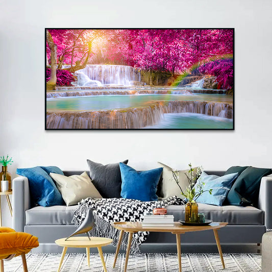 Artistic Waterfall Nature Scenery of Colorful Canvas Wall Paintings & Arts