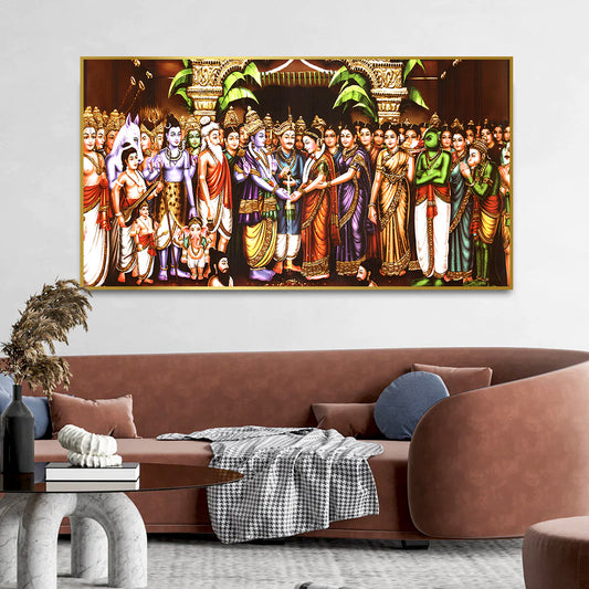 Elegant Shri Ram & Mata Sita Swayamber Canvas Print Wall Art & Paintings
