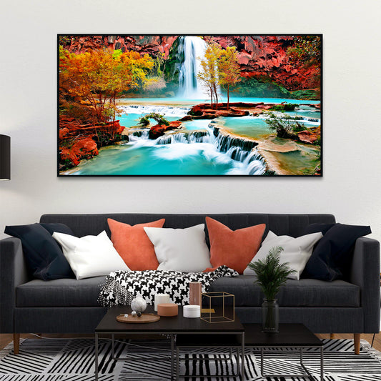 Glistening Waterfall Nature Scenery of Colorful Canvas Wall Paintings & Arts