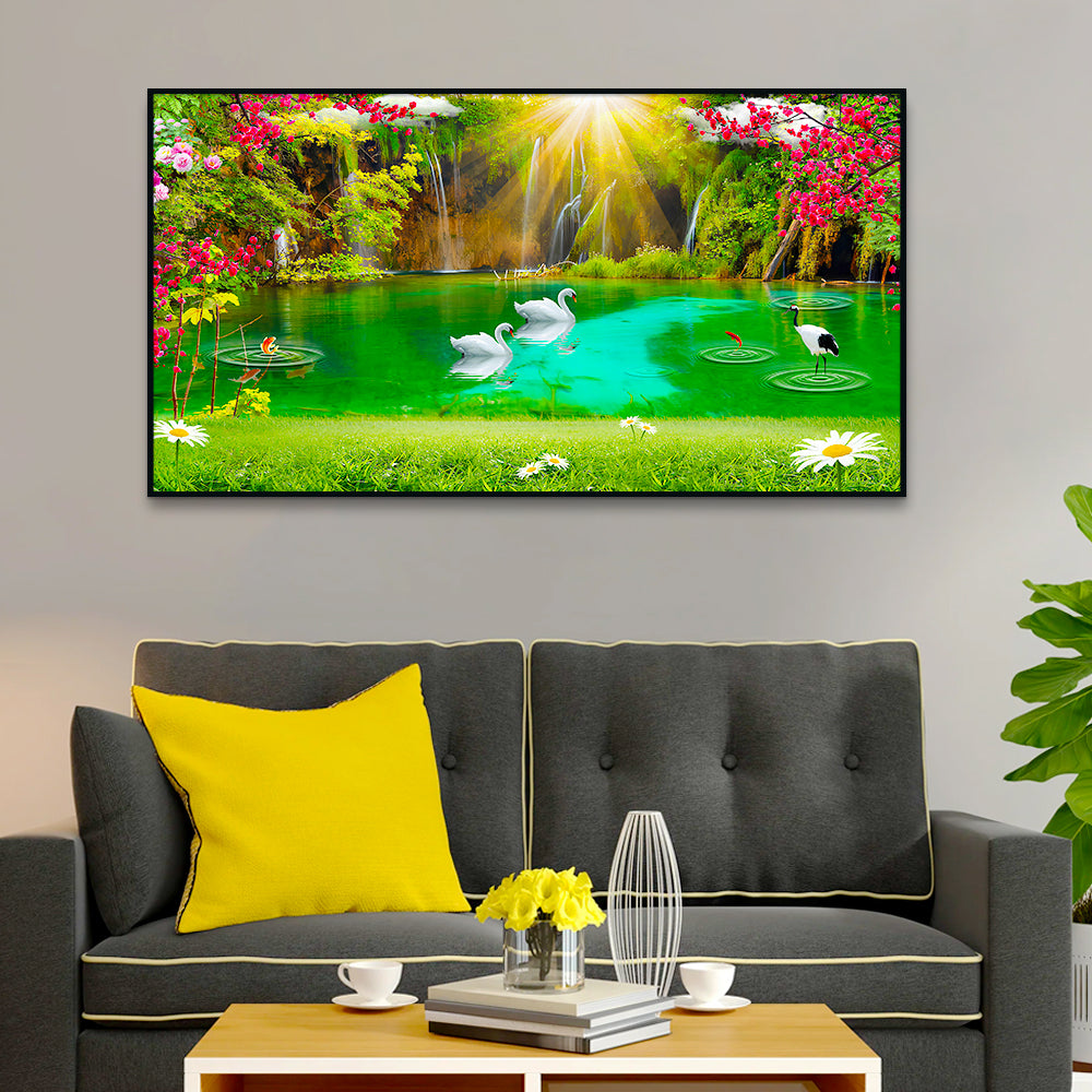 Beautiful Waterfall Nature Scenery Canvas Printed Wall Paintings & Arts